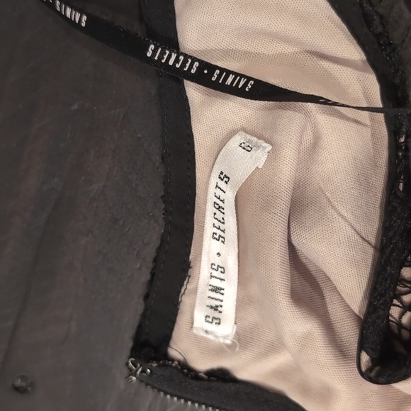 🩵SAINTS + SECRETS Lace Bodice Formal Maxi Dress Front Slit Chiffon Drop Waist - Picture 14 of 15